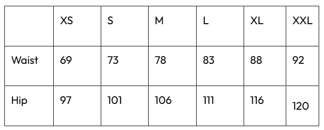 טבלת מידות מכנסי צלילה טכניים עם כיסים Akuana Solo Pocket Shorts Size Chart