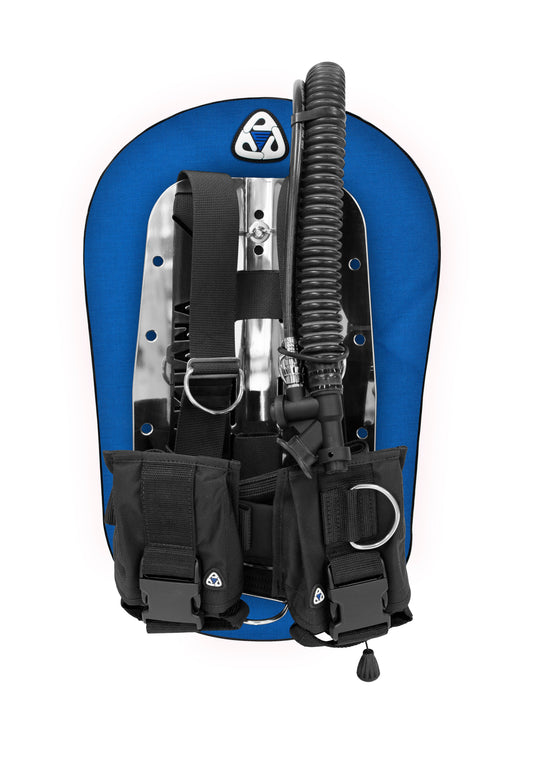 סט מאזן צלילה דגם SEAL ELIT TRANING עם פלטת גב מנירוסטה, מיכל יחיד ביכולת הרמה של 25 ליברות